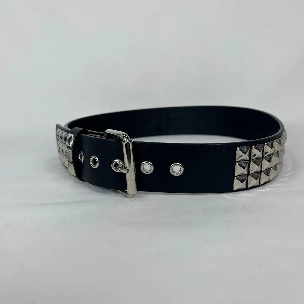Black Triple-Row vStudded Belt  Punk / Grunge Alternative Waist Band (S/M)